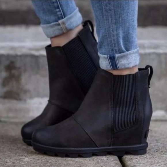 Sorel Shoes - Sorel Joan of Arc Chelsea II Black wedge bootie waterproof
